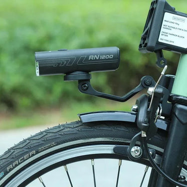 Magicshine GoPro mount with adjustable arm and detachable extension for Brompton folding bike.