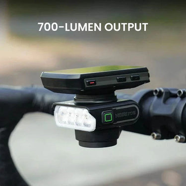 Magicshine Hori 700 daytime running headlight on bike handlebars