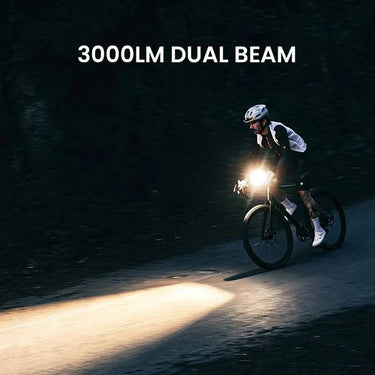 Magicshine Ray 3000 high-output endurance bike light mounted on bicycle handlebars