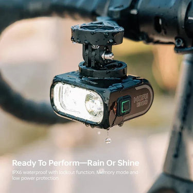 Magicshine HORI 1300 dual mounted bike light on a bicycle handlebar