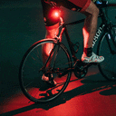 Magicshine SEEMEE 200 V3.0 bike taillight glowing red on bicycle seat post