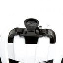 Magicshine Helmet Garmin Mount with adjustable straps on white bike helmet for Garmin quarter turn devices