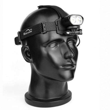 Magicshine MOH 55 Aquila Pro 4000 Lumen headlamp on black mannequin head for outdoor activities