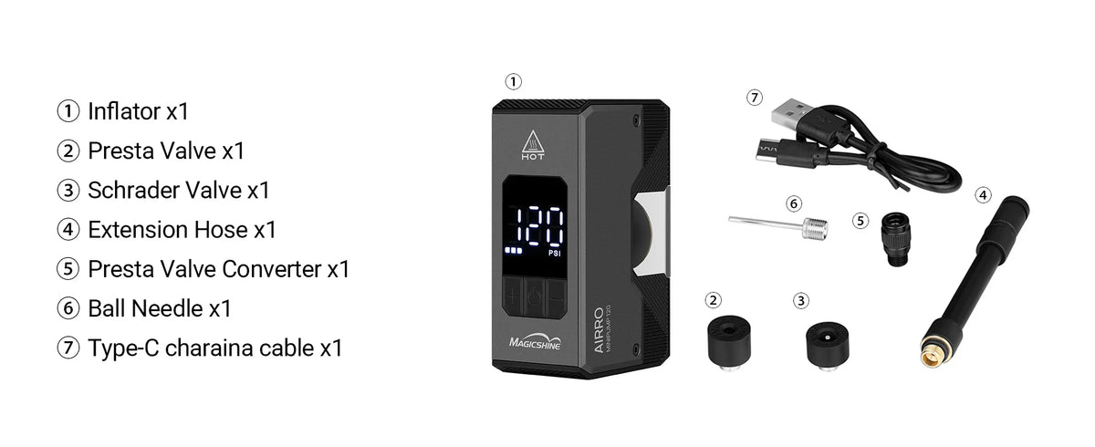 Gonfleur de pneu de vélo Magicshine AIRRO Mini