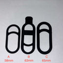 Magicshine Silicon Bracket set of three black silicone straps with elongated oval openings, in 58 mm, 63 mm and 65 mm lengths.